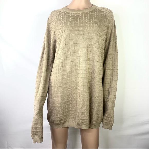 Vintage Bacharach Unisex Sweater Silk Gold pullover Sz XL - Picture 1 of 9